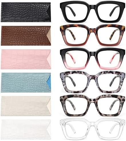 miyya 6 Pack Fashion Reading Glasses for Women, Blue Light Blocking /Anti UV Readers Oversized Sq... | Amazon (US)
