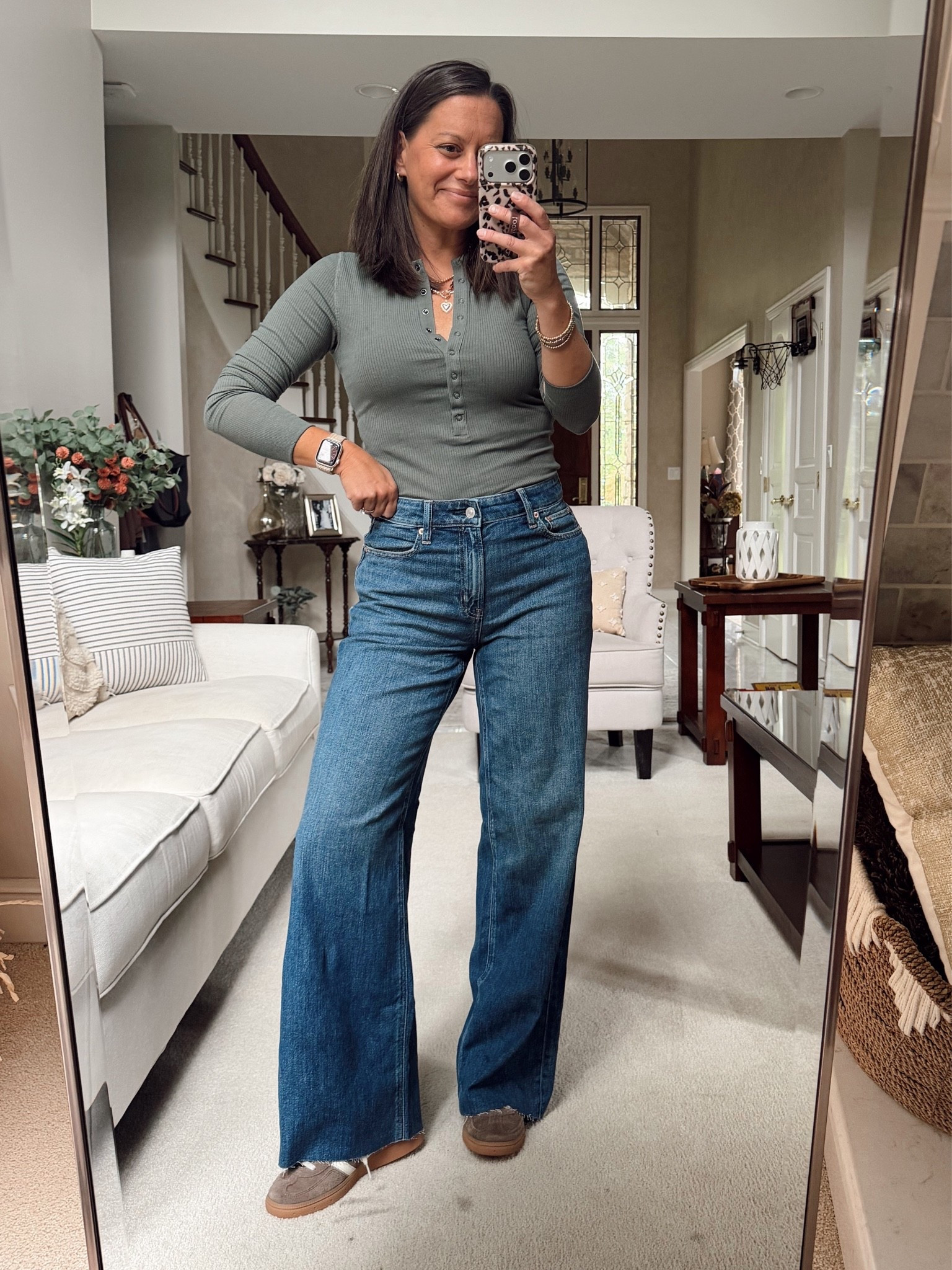 Fall outfit of the day! Top runs small - I’m in the medium. Jeans run true to size and are so comfy! I’m in the 2 regular.

#LTKootd #LTKOver40 #LTKSeasonal