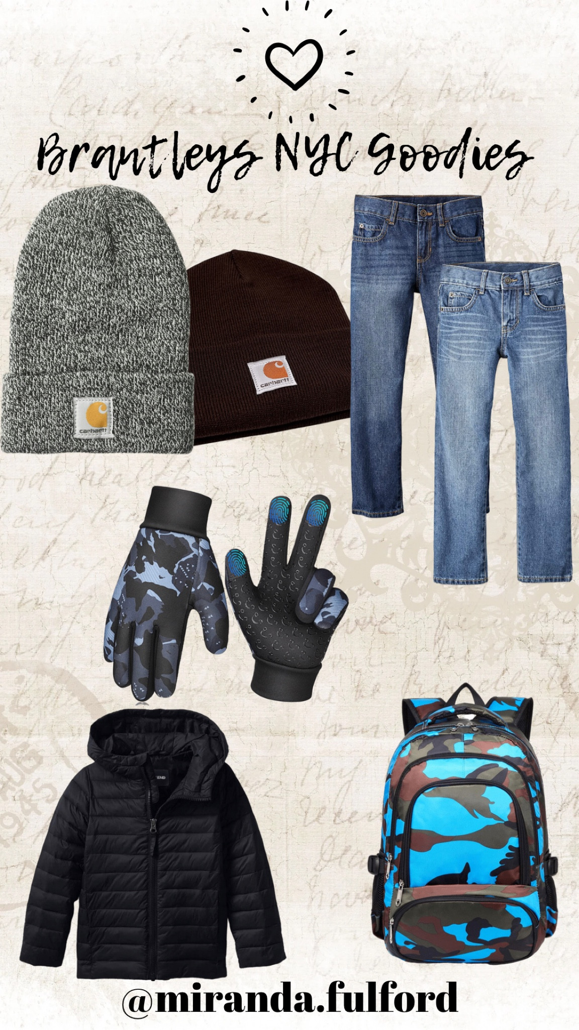 Getting ready for cold weather in NYC! Things I bought for Brantley since we don’t keep a lot of cold weather items on hand around here!

-Carhart beanies in grey and brown
-New backpack to carry activities and toys on the plane
-Pair of gloves with touch screen abilities
-Lands End puff jacket
-New jeans from Childrens Place

#LTKfamily #LTKtravel #LTKSeasonal