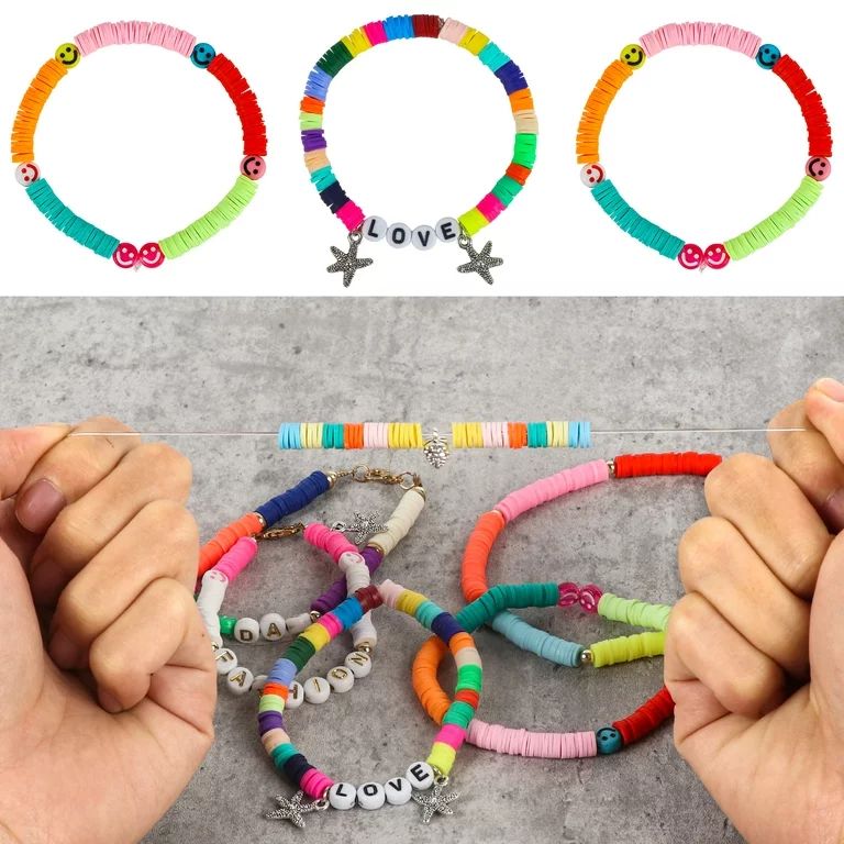 Koralakiri 12000Pcs Flat Polymer Clay Beads Kit 48 Colors,6mm Heishi Beads for Bracelets Necklace... | Walmart (US)