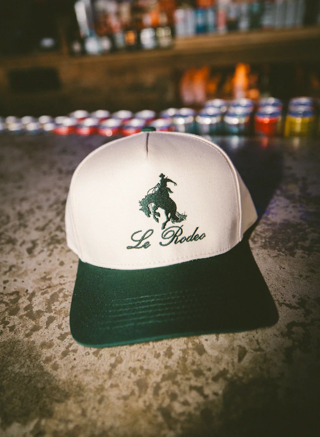 Le Rodeo w Horse - Green Vintage Trucker Hat | KenzKustomz