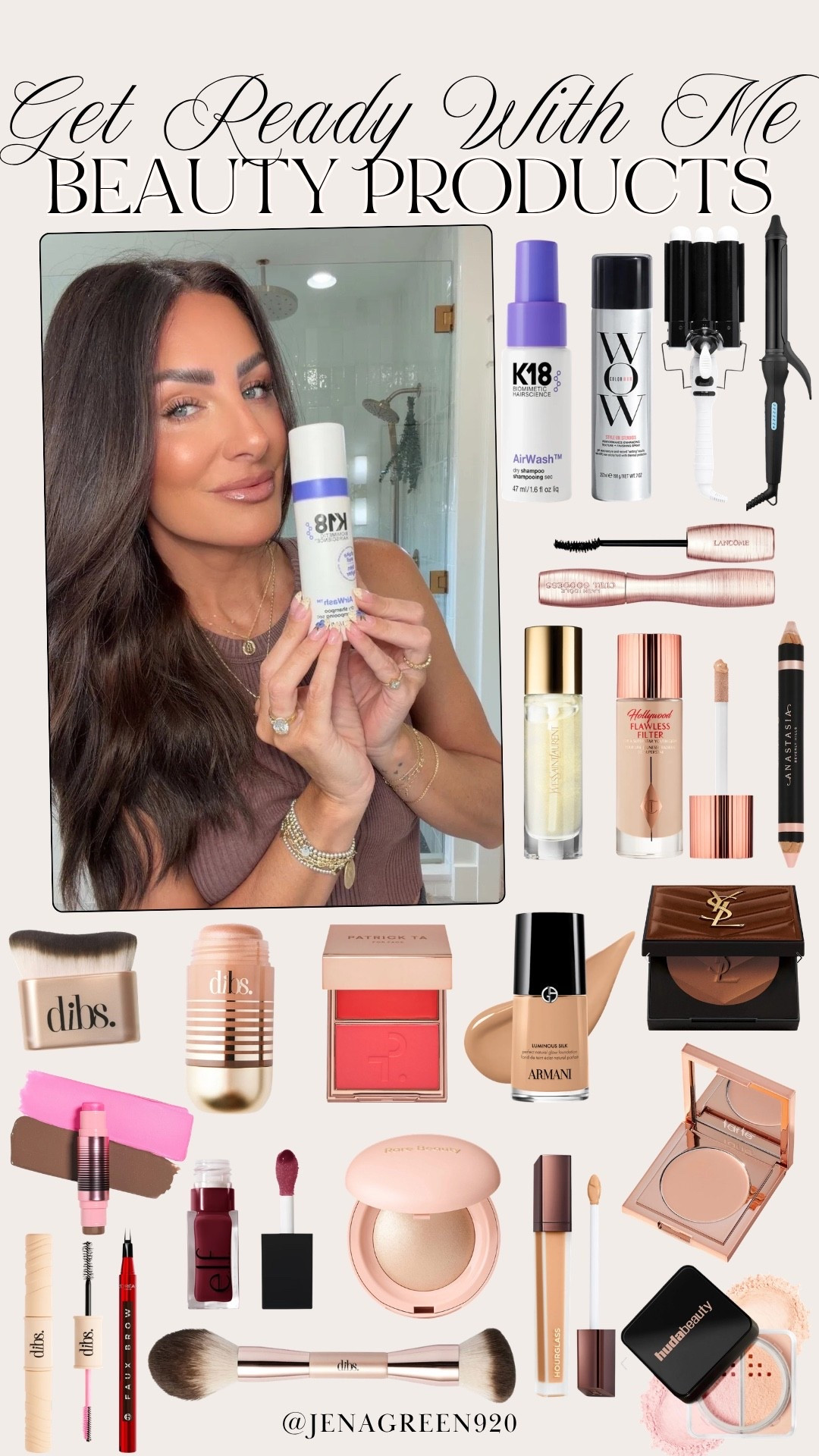 Get ready with me beauty details
Curling iron: 1.25
Makeup deets:
Color corrector : light
medium peach
Charlotte tilbury flawless
filter: 4.5
Armani foundation: I mix
shades 5.5 + 5.95
Blush: makeup by Mario
she's vibrant Concealer:
Hourglass cedar
Powder Bronzer: YSL
all hours
Dibs bronzer stick:
retrograde rose
Setting powder:
cherry blossom
Lip liner stain: MUAH-ve
Lip liner: charlotte tilbury
iconic nude
Lipgloss: elf jam session
Mascaras: I used dibs
primer and mascara, followed by lancome lash idole curl goddess Highlighter: rare beauty exhilarate Setting spray: morphe Brows: L'Oréal 24 hour brow lamination gel, L'Oréal faux brow pen color dark brunette￼

#LTKSaleAlert #LTKBeauty #LTKgrwm