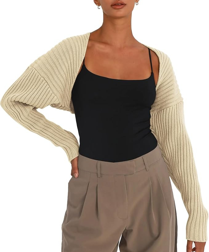 LILLUSORY Y2K Bolero Fall Long Sleeve Cardigan Cropped Open Front Shrug 2023 Sweater Women | Amazon (US)