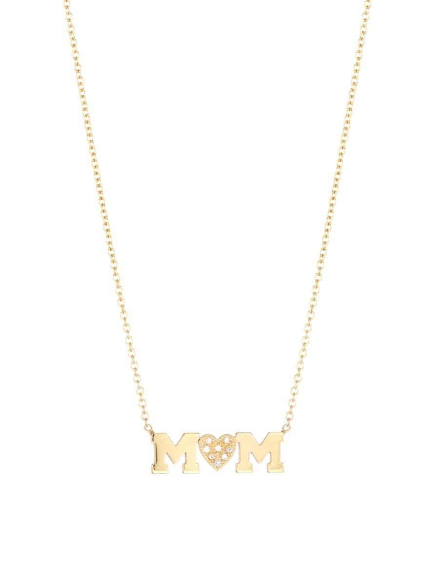 Personalized 14K Gold & Diamond Mom Necklace | Saks Fifth Avenue