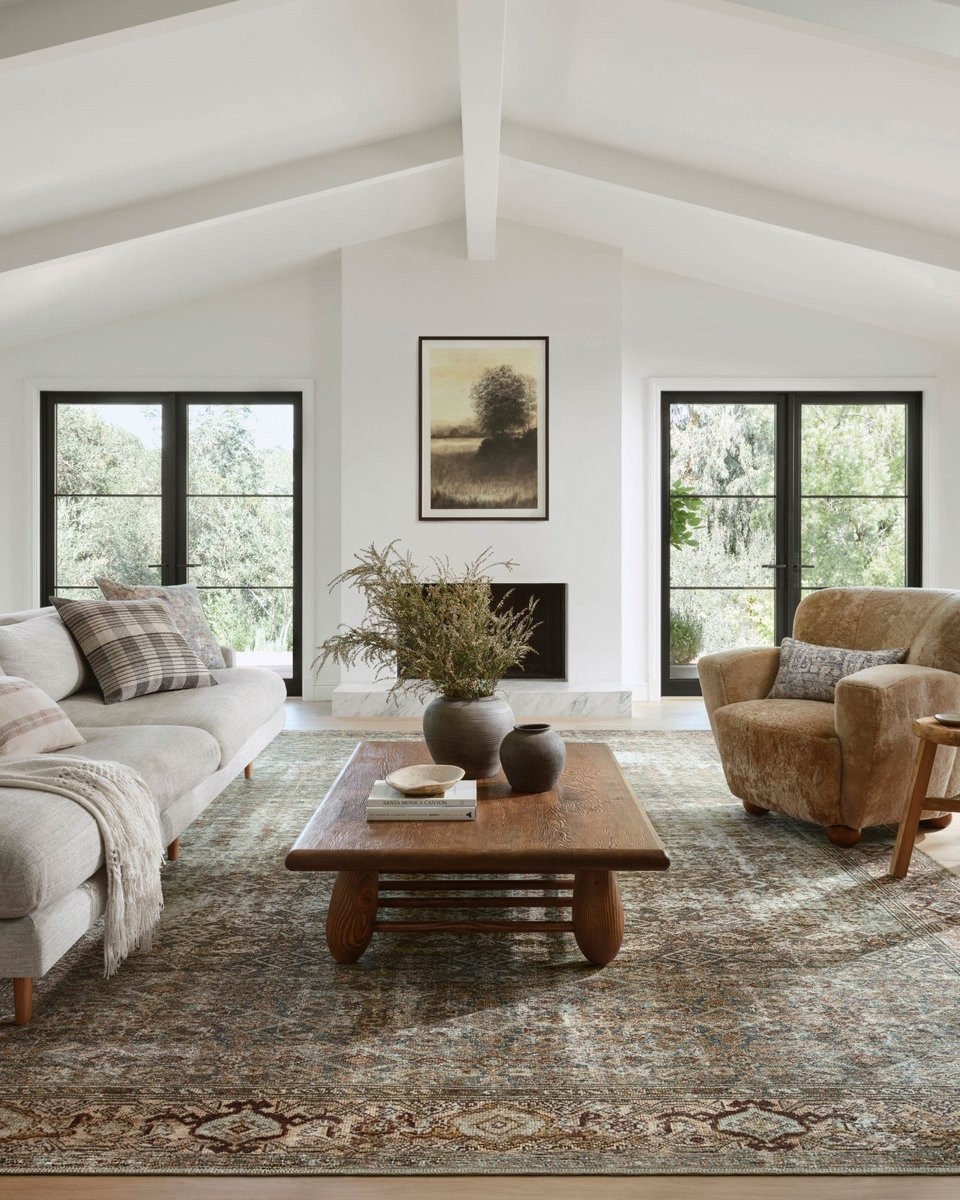 Georgie GER-07 Moss/Salmon Printed Area Rug | Rugs Direct