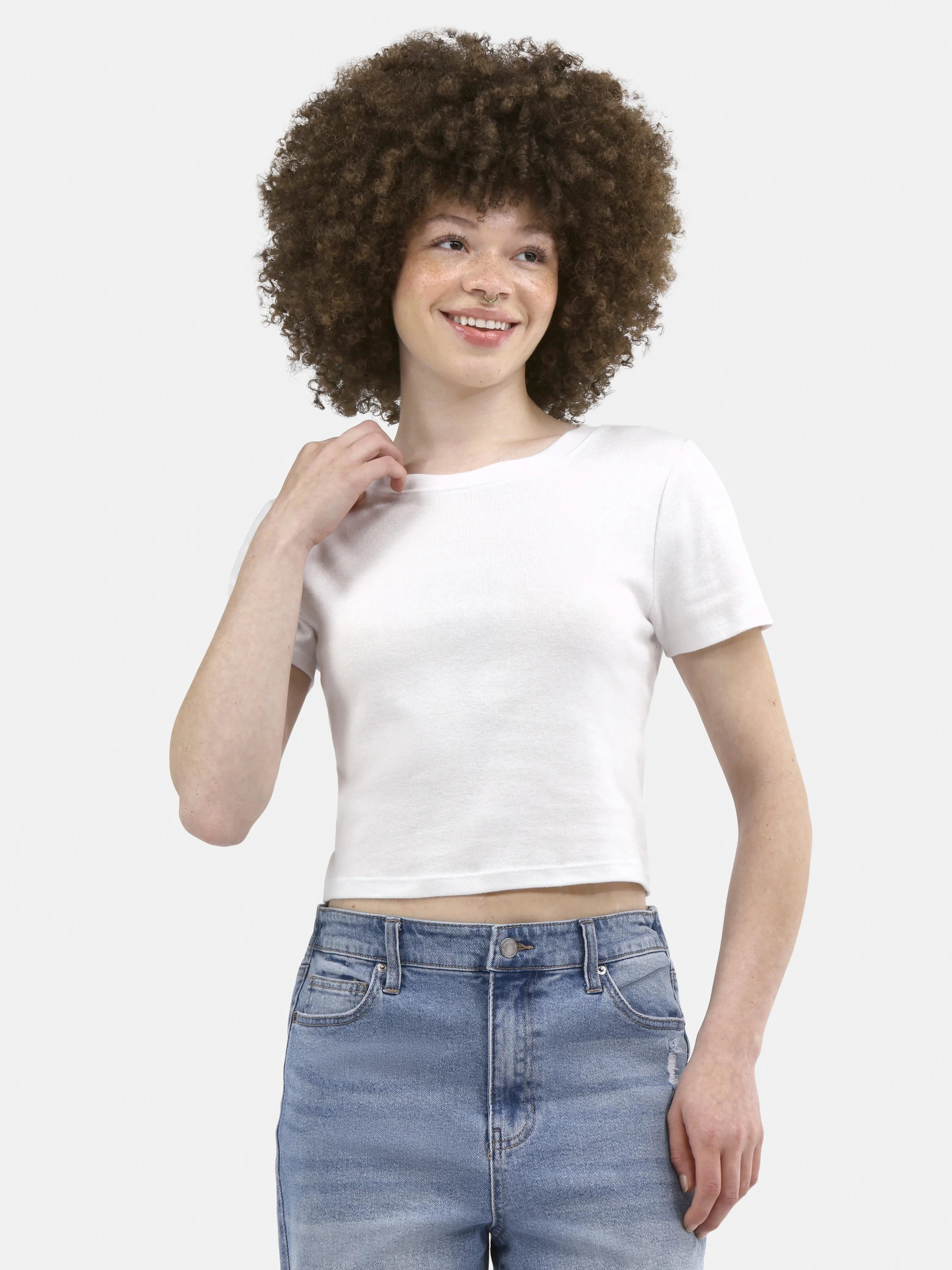 No Boundaries Crop Crew Tee, Women's - Walmart.com | Walmart (US)