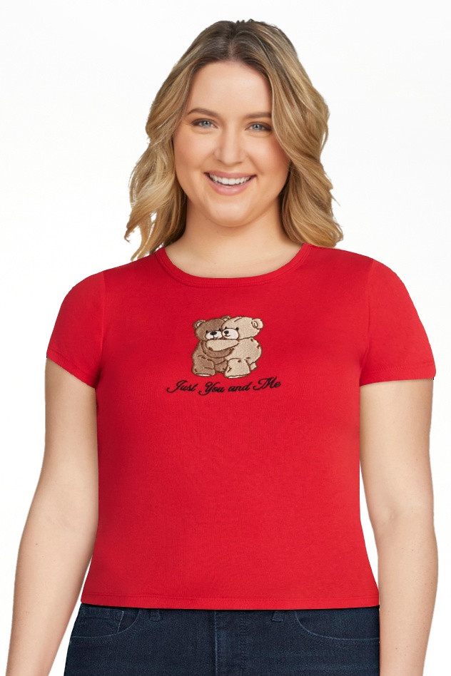 Valentine's Day Women’s Teddy Bears Embroidered Graphic Tee with Short Sleeves, Sizes XXS-XXL | Walmart (US)