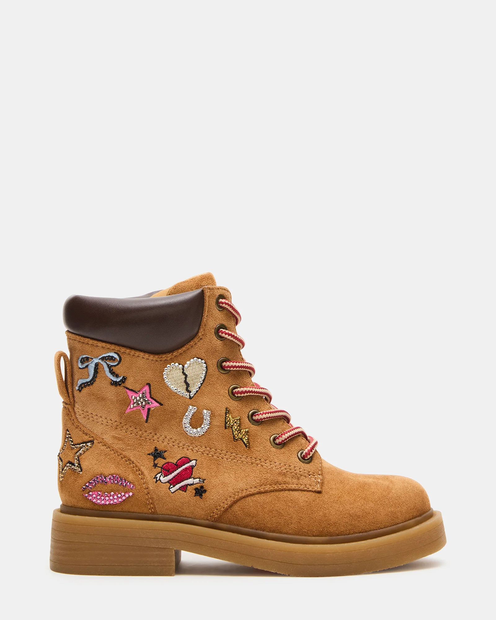 KIDS' JUMBL Tan Lace-Up Combat Patches Girls' Ankle Boot | Steve Madden (US)