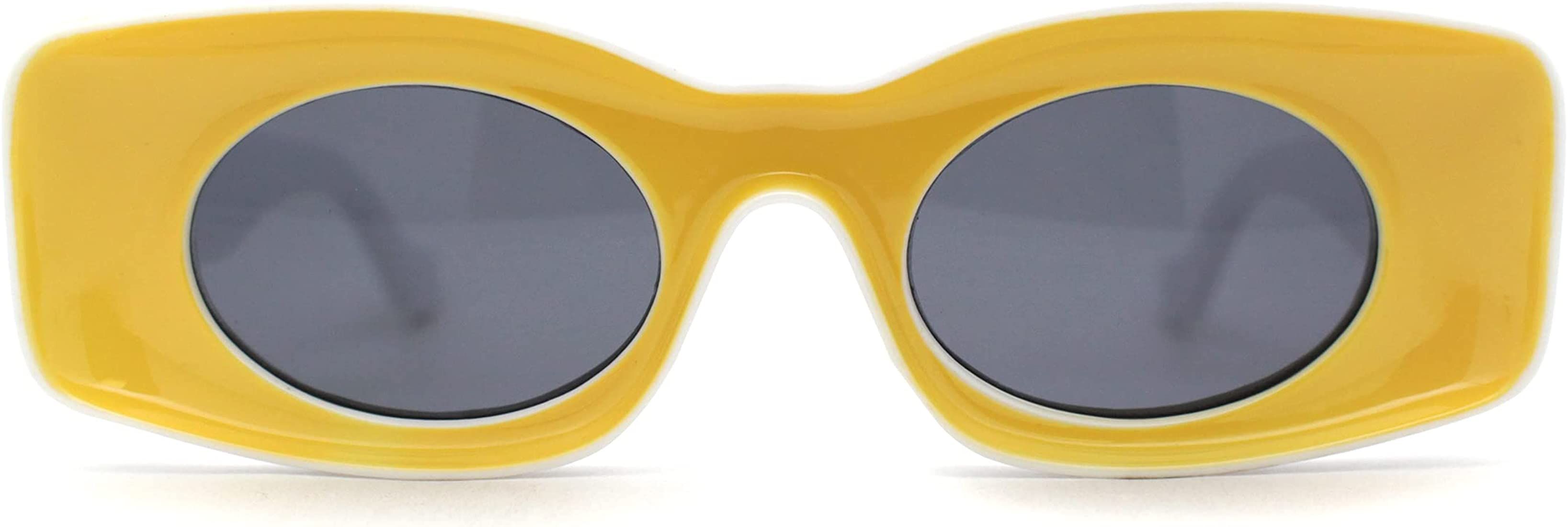 Womens Unique Concave Thick Mod Plastic Sunglasses | Amazon (US)