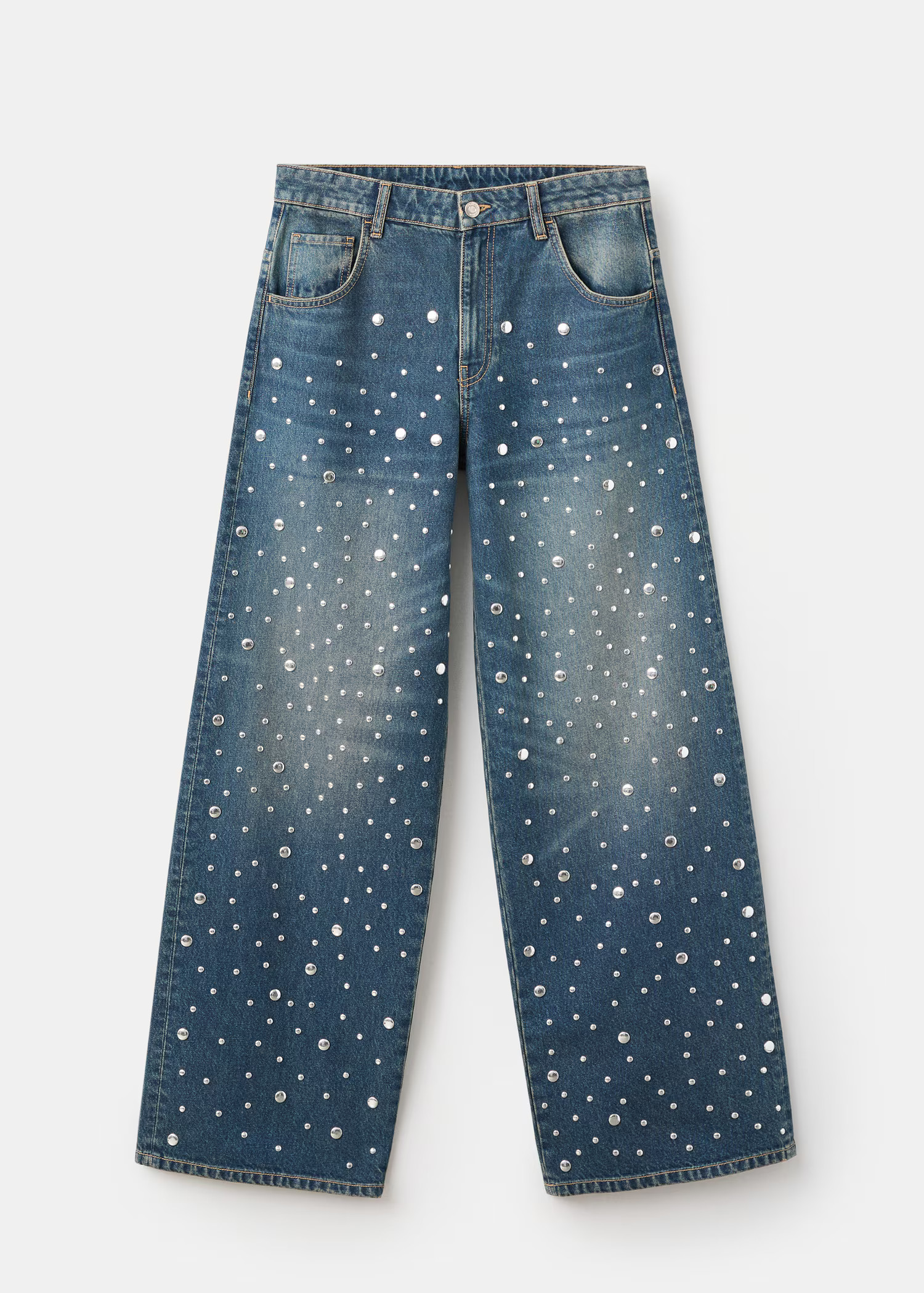 Straight-fit jeans with studs - Women | MANGO USA | Mango (US/MX/AU)