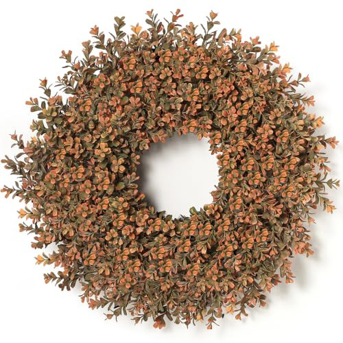 26'' Fall Wreath for Front Door, Artificial Autumn Boxwood Wreath Outdoor | Amazon (US)