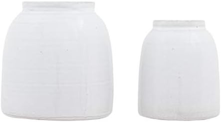 Creative Co-op Terracotta Vases (Set of 2 Sizes), White | Amazon (US)