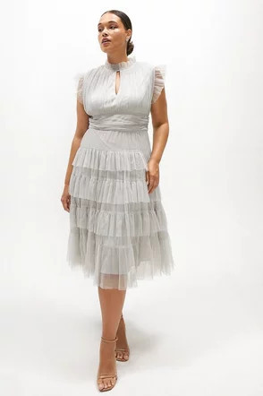 Curve Tulle Tiered Frill Sleeve Dress | Coast (UK)