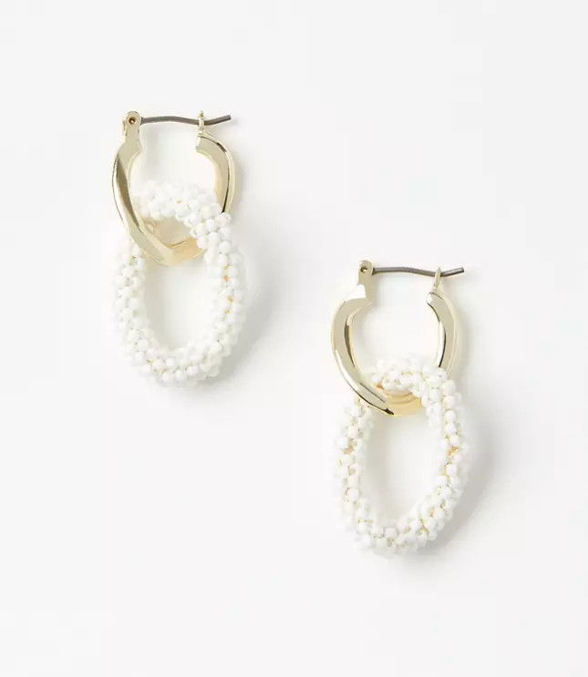 Mini Beaded Interlocked Drop Earrings | LOFT