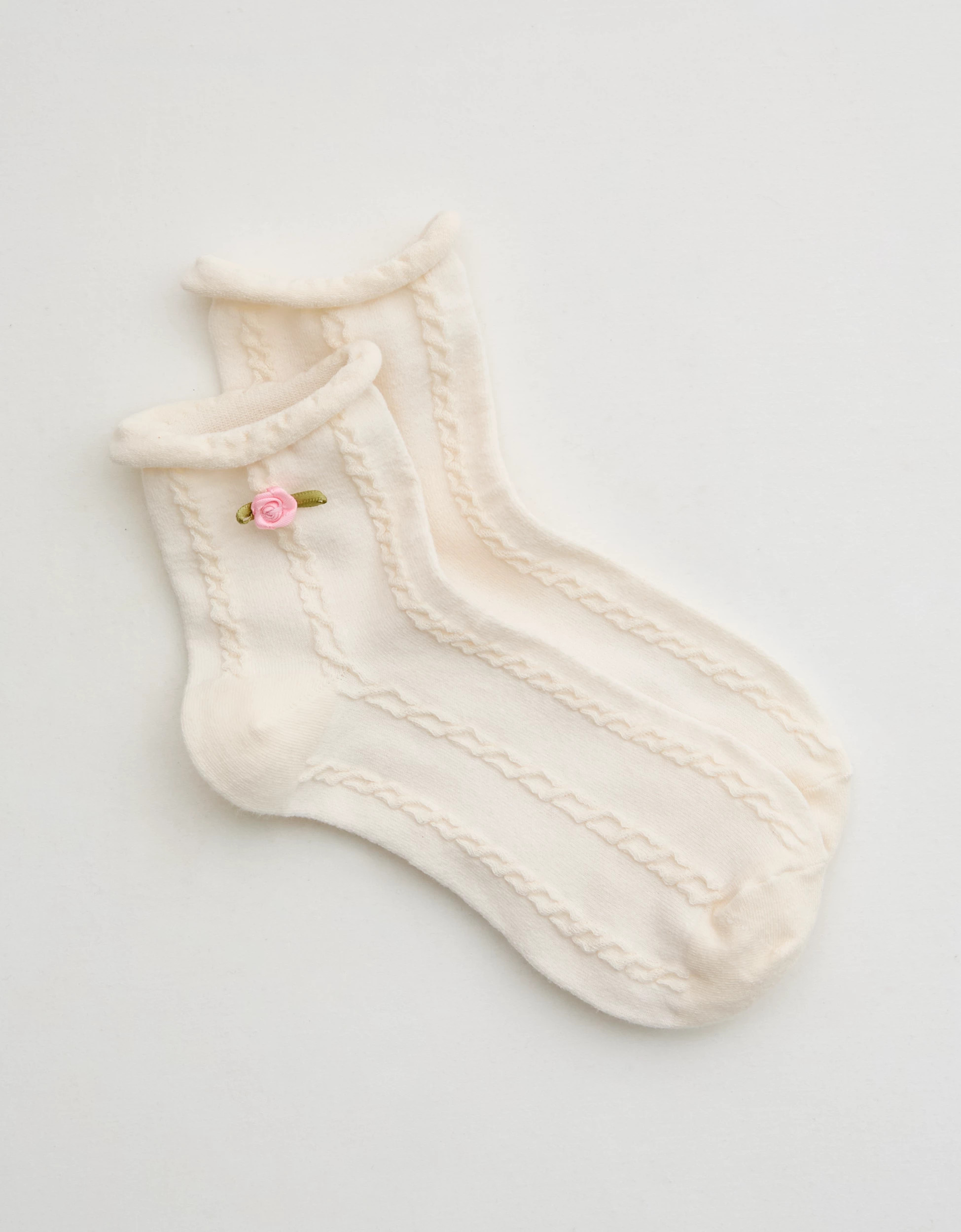Aerie 3D Rosette Quarter Socks | Aerie
