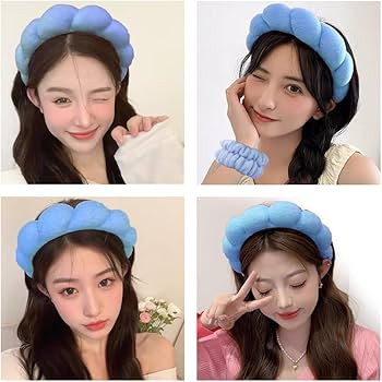 Spa Headbands for Washing Face Wristband Set Sponge Makeup Skincare Headband Wrist Towels Bubble ... | Amazon (US)