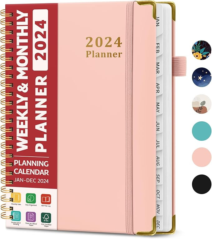 2024 Planner - Weekly and Monthly Planner Spiral Bound, Jan 2024 - Dec 2024, A5 (6.7" x 8.6"), Pl... | Amazon (US)