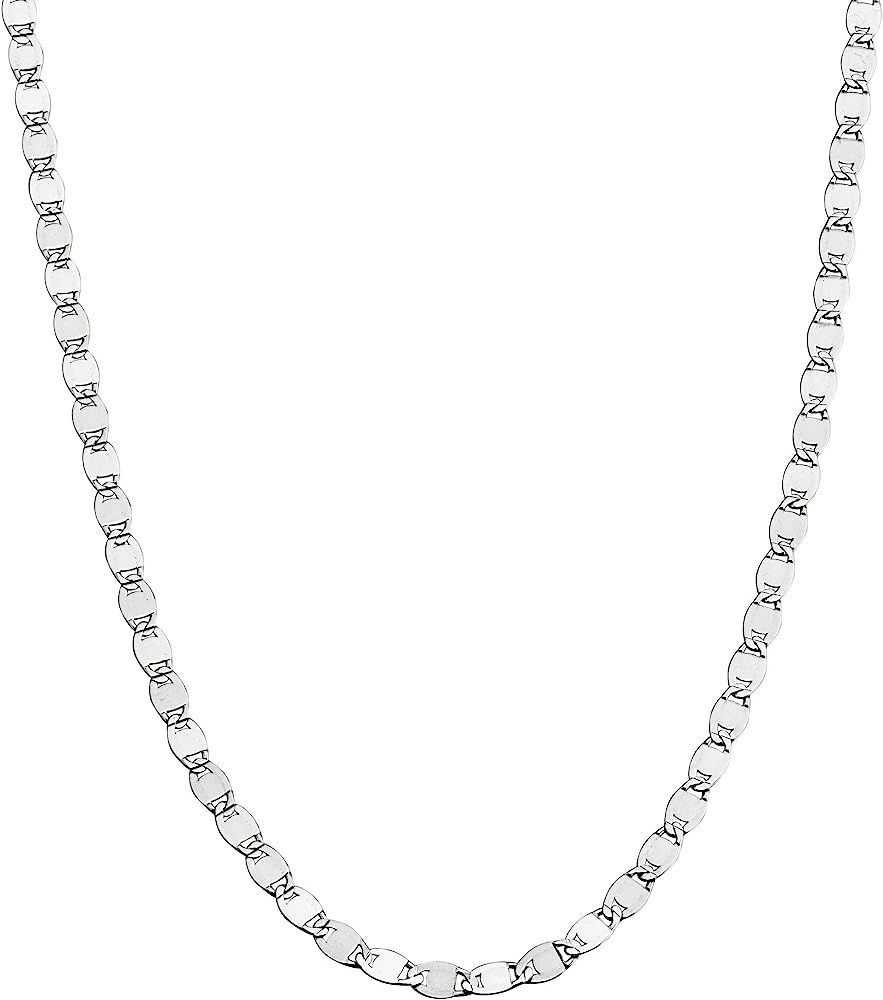 Miabella 925 Sterling Silver Italian Sparkle Mirror Link Chain Necklace for Women Teen Girls, Mad... | Amazon (US)