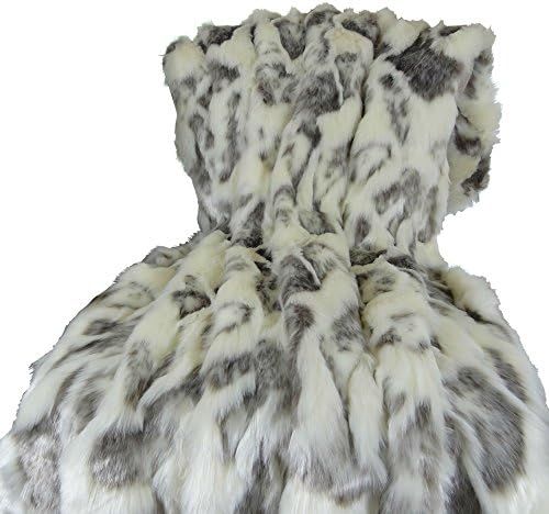 Thomas Collection Ivory Faux Fur Throw Blanket & Bedspread - Rabbit Faux Fur - Ivory Gray Luxury ... | Amazon (US)