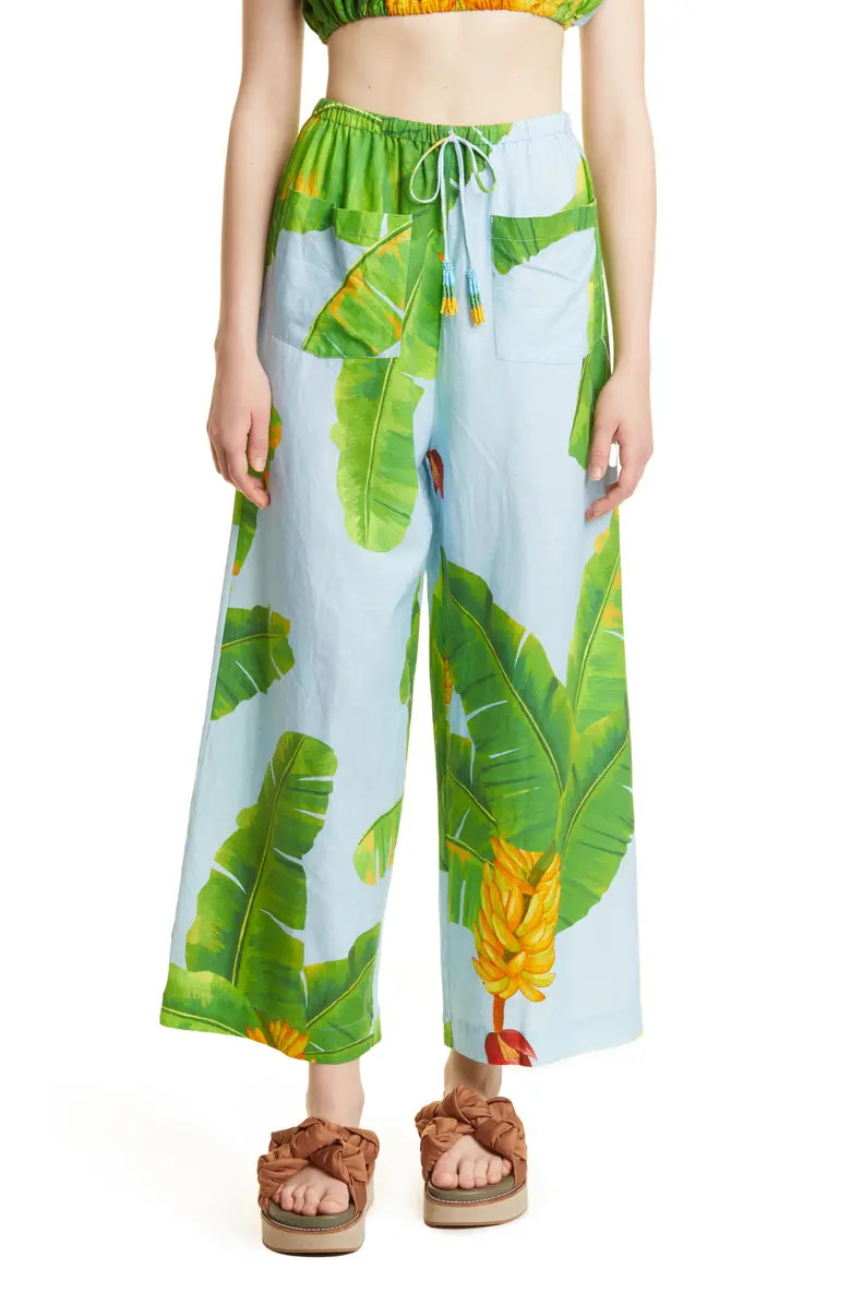 FARM Rio Fresh Bananas Linen Blend Drawstring Pants | Nordstrom | Nordstrom