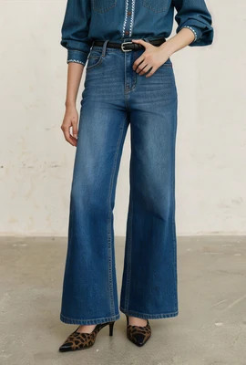 Franny High-Rise Wide-Leg Jeans - Vintage Blue | Petite Studio NYC
