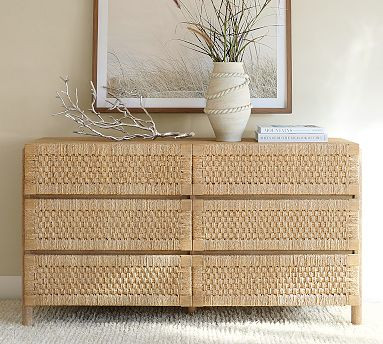 Bolinas 6-Drawer Woven Dresser (58") | Pottery Barn (US)