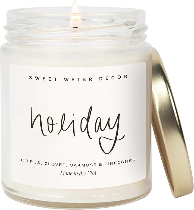 Sweet Water Decor Holiday Candle - Cloves, Pine, and Sandalwood Festive Winter Scented Soy Candle... | Amazon (US)