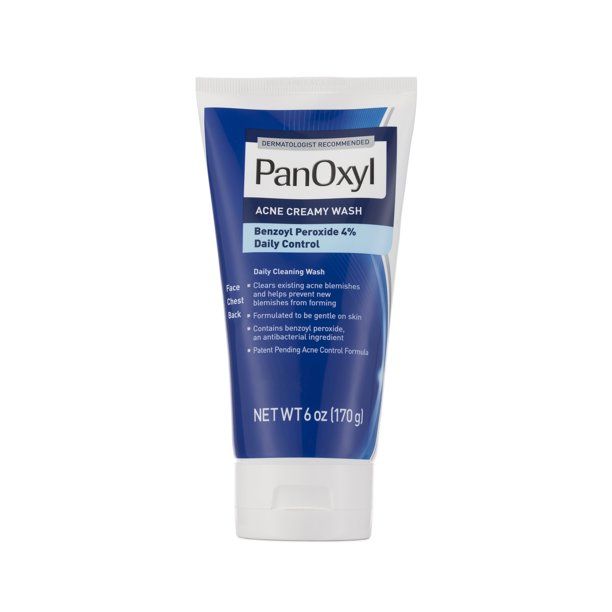 PanOxyl Creamy Acne Wash, Daily Control, 4% Benzoyl Peroxide - 6 oz | Walmart (US)