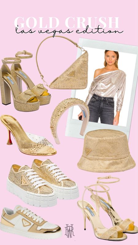 Gold crush - las Vegas edition - gold outfits - gold shoes - gold accessories - gold favorites 

#LTKstyletip #LTKitbag #LTKfit