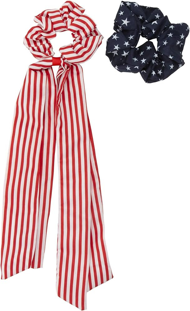 Madison Tyler Americana Collection | 2 Pcs Patriotic USA Star and Striped Elastic Scrunchies for ... | Amazon (US)