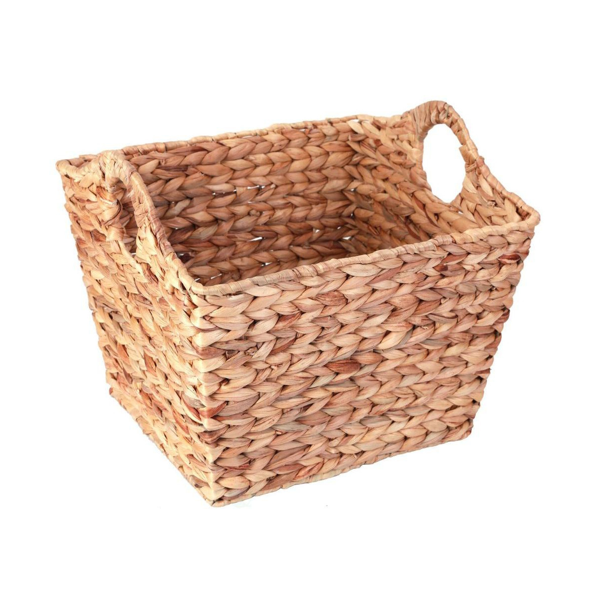 Wickerwise Water Hyacinth Rectangular Wicker Storage Baskets with Cutout Handles, Large - Brown | Macy's