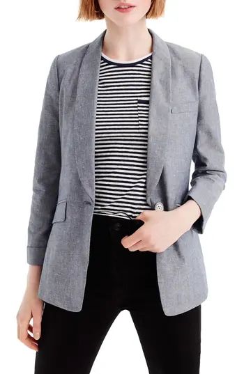 Women's J.crew Unstructured Shawl Collar Cotton Linen Blazer | Nordstrom