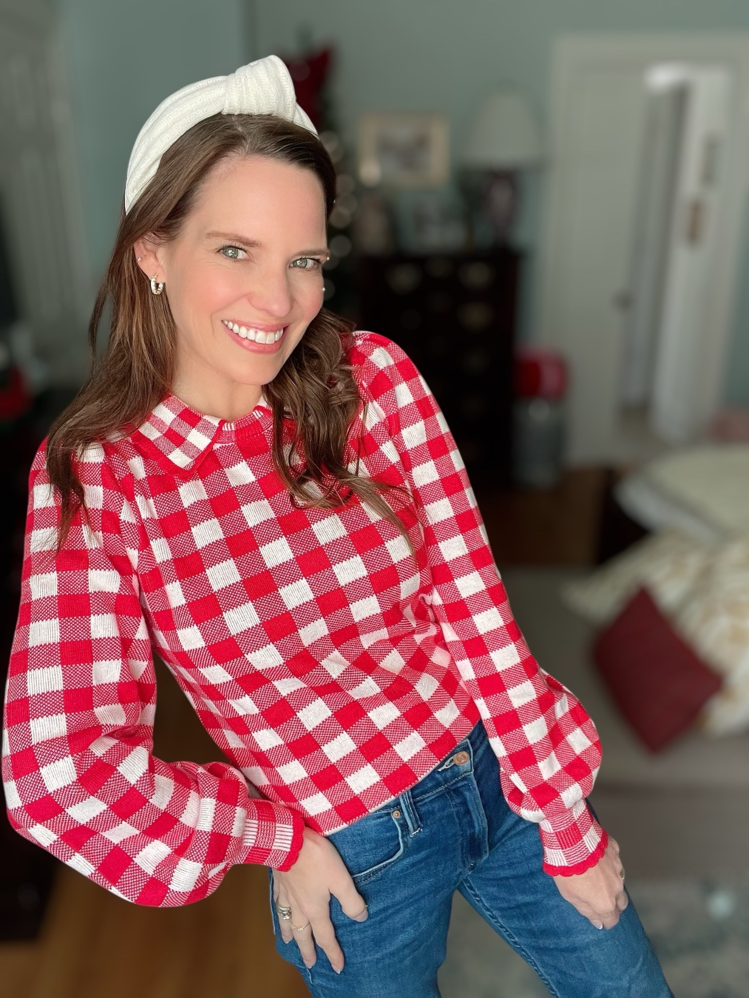 Red Gingham Sweater & Classic Denim Outfit ❤️🎄💘

This red gingham sweater is such a fun, festive staple that works beautifully for both Christmas and Valentine’s Day ❤️🎄💘 The classic red-and-white pattern feels cheerful and seasonal without being over the top, making it easy to wear well beyond the holidays. I paired it with great-fitting denim for a timeless, everyday look that still feels polished and put together.

Neutral flats keep this outfit comfortable and wearable, while the simple headband adds a soft, feminine touch. This is one of those easy outfits you can throw on for holiday gatherings, casual Christmas events, Valentine’s brunch, or everyday errands when you want a little pop of color and cheer ✨

Red gingham sweater outfit, Valentine’s Day outfit ideas, Christmas outfit inspiration, festive red sweater, casual holiday outfit, classic denim look, affordable holiday fashion, winter casual style, red and white outfit

#LTKOver40 #LTKPetite #LTKFindsUnder50