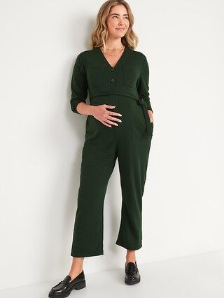 Maternity French Terry Utility Jumpsuit | Old Navy (US)