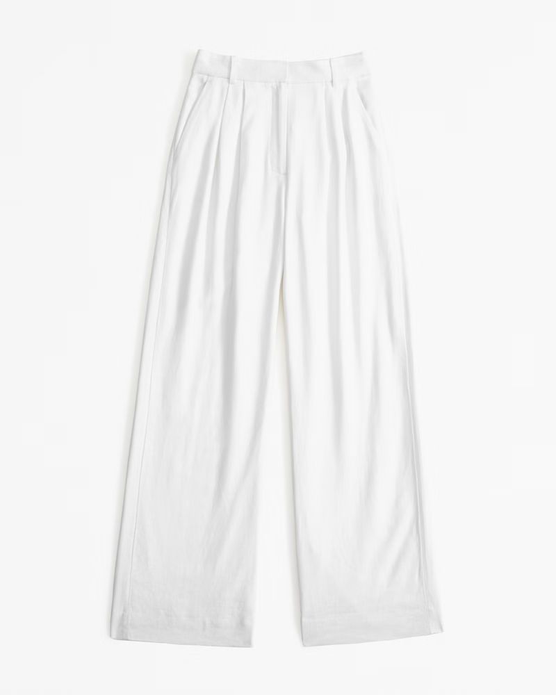 Women's A&F Sloane Tailored Linen-Blend Pant | Women's Bottoms | Abercrombie.com | Abercrombie & Fitch (US)