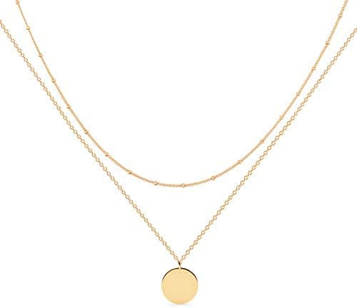 MEVECCO Layered Heart Necklace Pendant Handmade 18k Gold Plated Dainty Gold Choker Arrow Bar Laye... | Amazon (US)