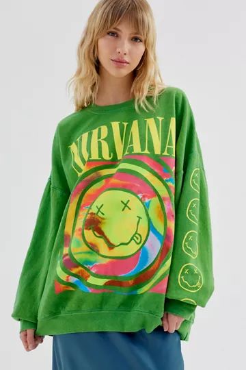 Nirvana Smile Overdyed Sweatshirt | Urban Outfitters (US and RoW)