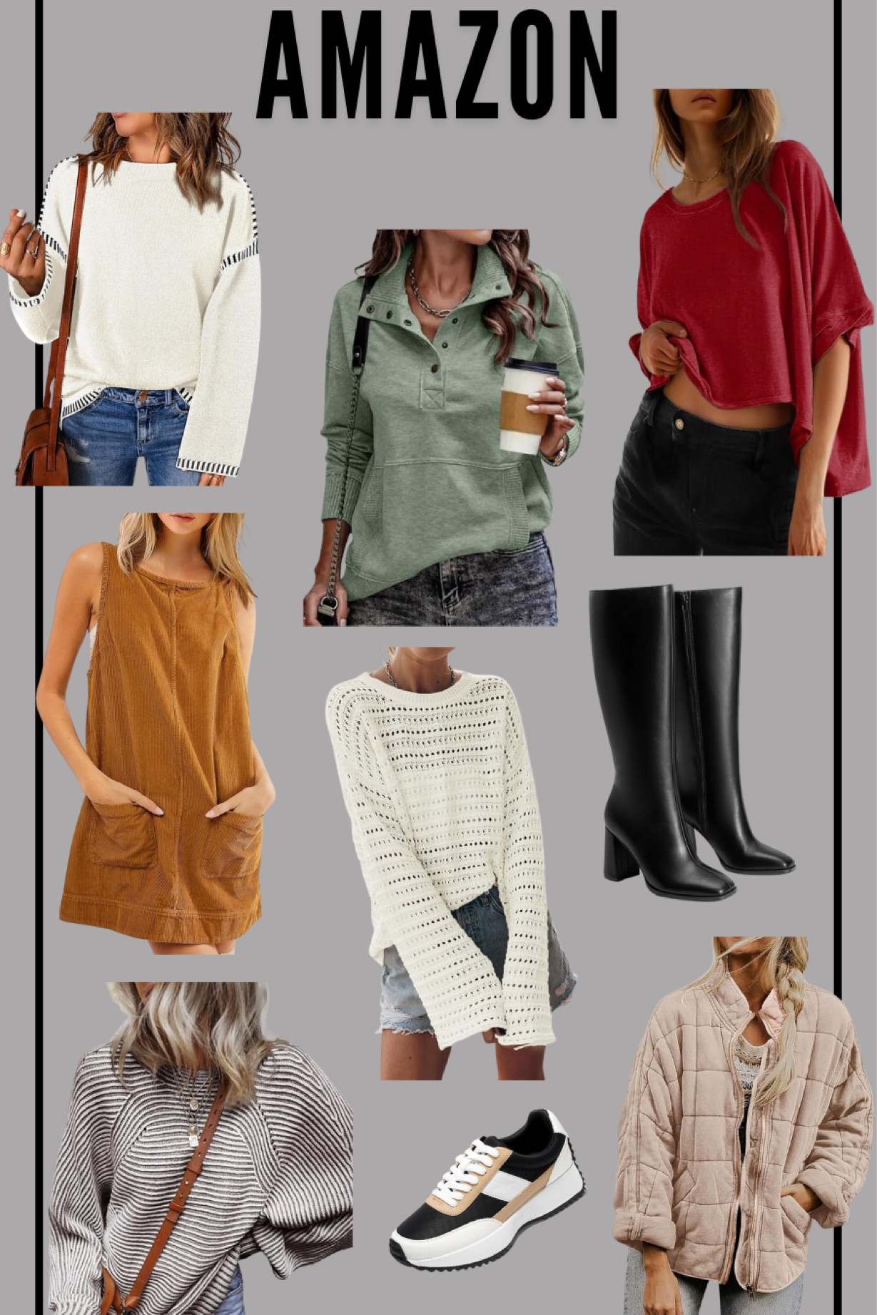 Sweater, sweatshirt, boots, sneakers, oversized shirt, puffer jacket, crochet sweater, corduroy overall dress 

#LTKFindsUnder50 #LTKSeasonal #LTKStyleTip