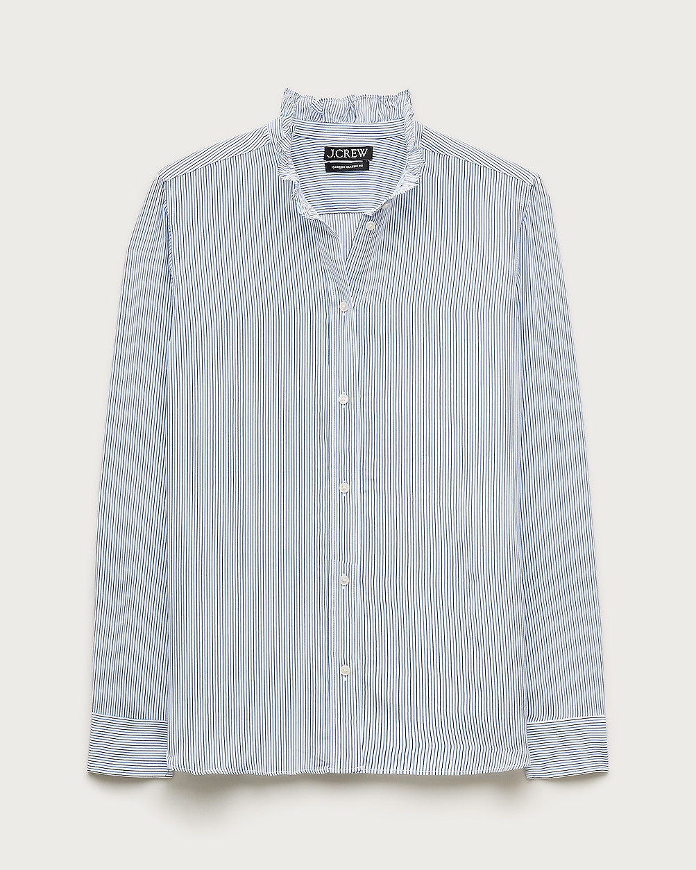 Jules ruffle-collar shirt in striped crepe de chine | J. Crew US