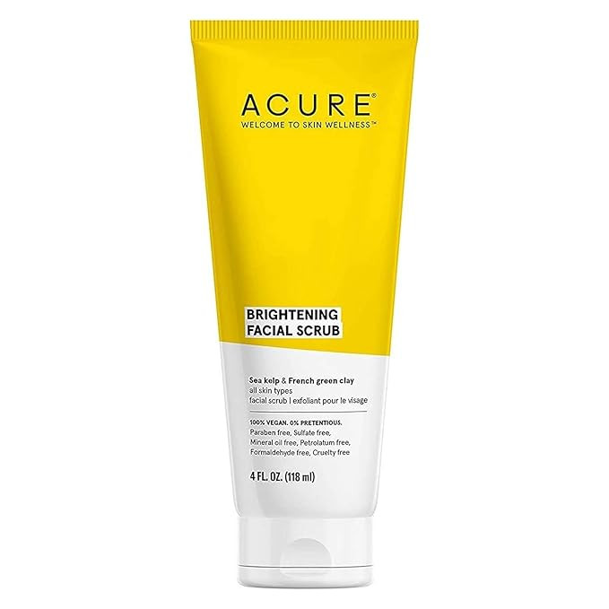Acure Brightening Facial Scrub - 4 Fl Oz - All Skin Types, Sea Kelp & French Green Clay - Softens... | Amazon (US)