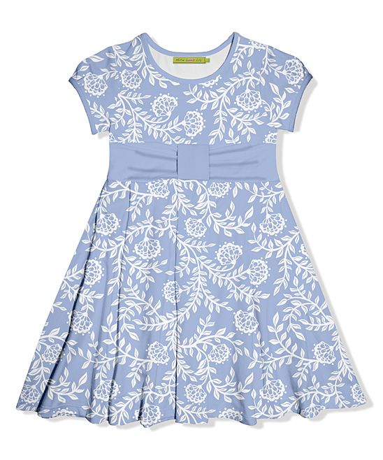 Periwinkle Vine Floral Bow Cap-Sleeve A-Line Dress - Infant, Toddler & Girls | Zulily