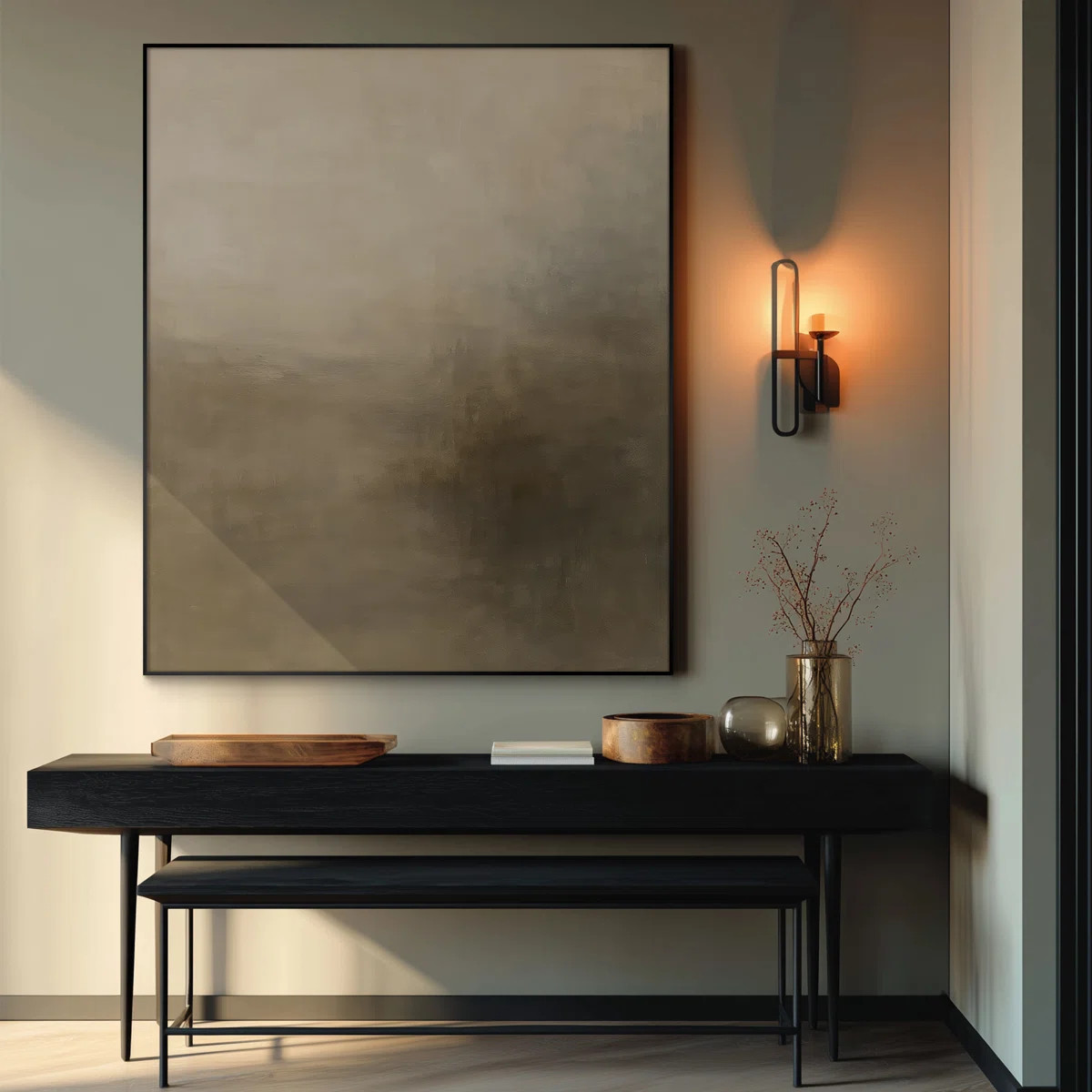Extra Large Wall Art Fabric Print - Soft Neutral Misty Landscape in Taupe and Beige Artwork Decor... | Wayfair North America