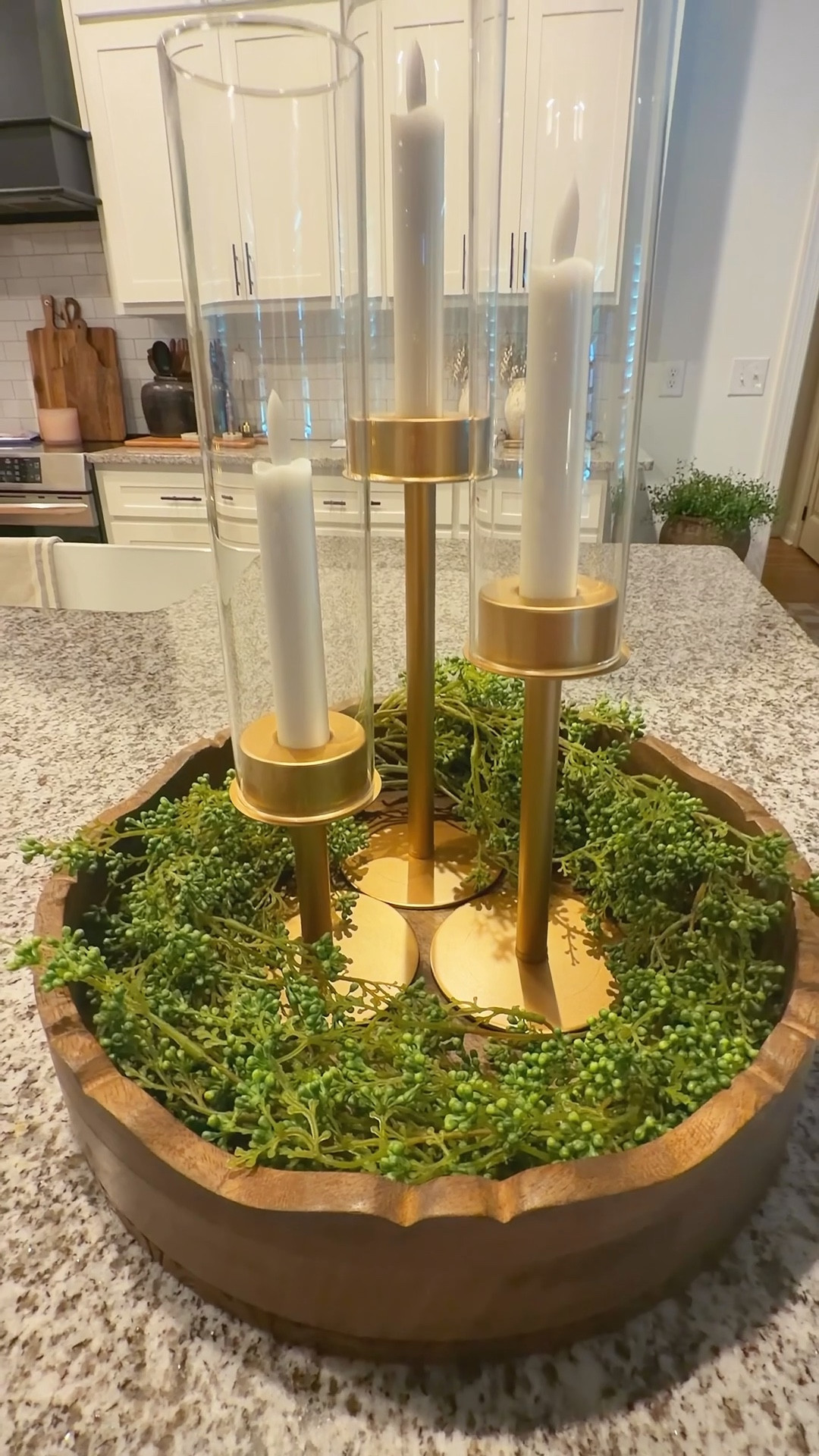 Tray styling is one of my favorite ways to pull a look together because I get to show you multiple pieces at once—and not just for a tray. These are items you can move all around your home and style in so many different ways.

These candlesticks may look beautiful here, but they would be just as stunning on your entryway, fireplace hearth, or even as part of a tablescape.

For this look, I kept it simple. I added some draping greenery, placed the candleholders right in the center, and used flameless candles with a remote (which makes life so easy).

It’s an effortless setup, but it still feels warm, styled, and pulled together.