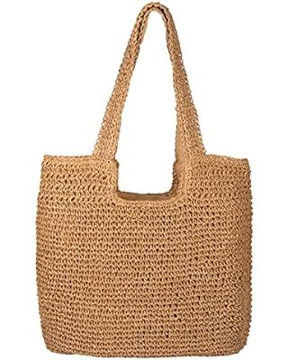 GOLDTIMO Beach Bags for Women - Summer Soft Large Woven Shoulder Purse Handbag, Beach Tote Straw ... | Amazon (US)