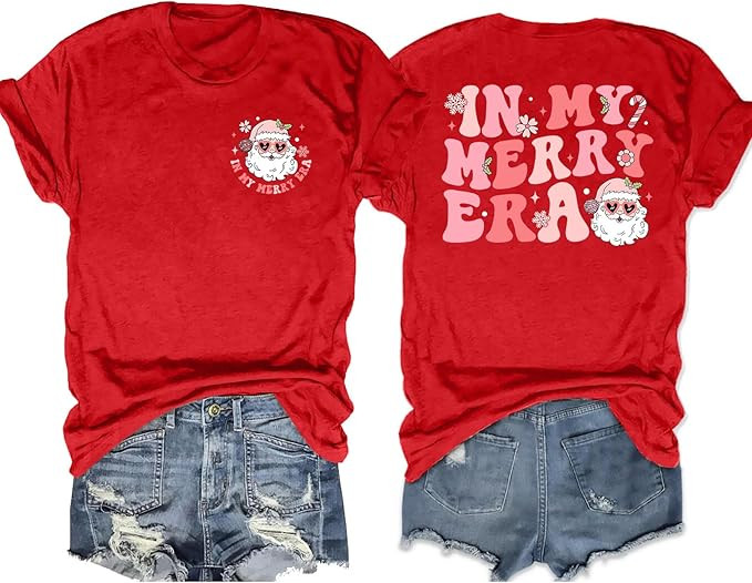 Christmas T-Shirt for Women in My Christmas Era Shirt Cute Groovy Christmas Shirts Xmas Vacation ... | Amazon (US)