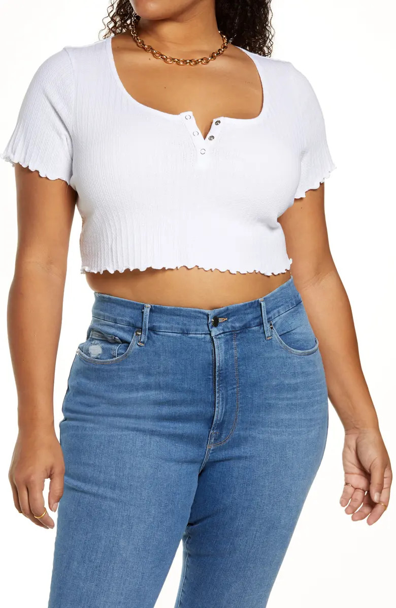 Pointelle Rib Crop Henley | Nordstrom