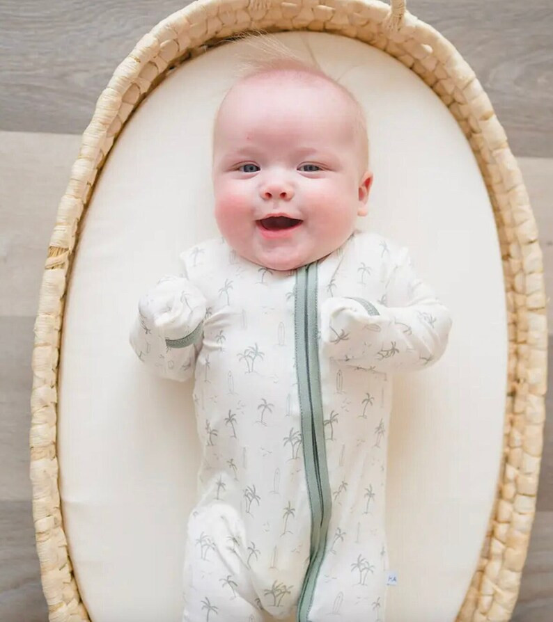 BABY BAMBOO ROMPER for baby boy gift for baby shower palm beach palm trees summer clothes for bab... | Etsy (US)