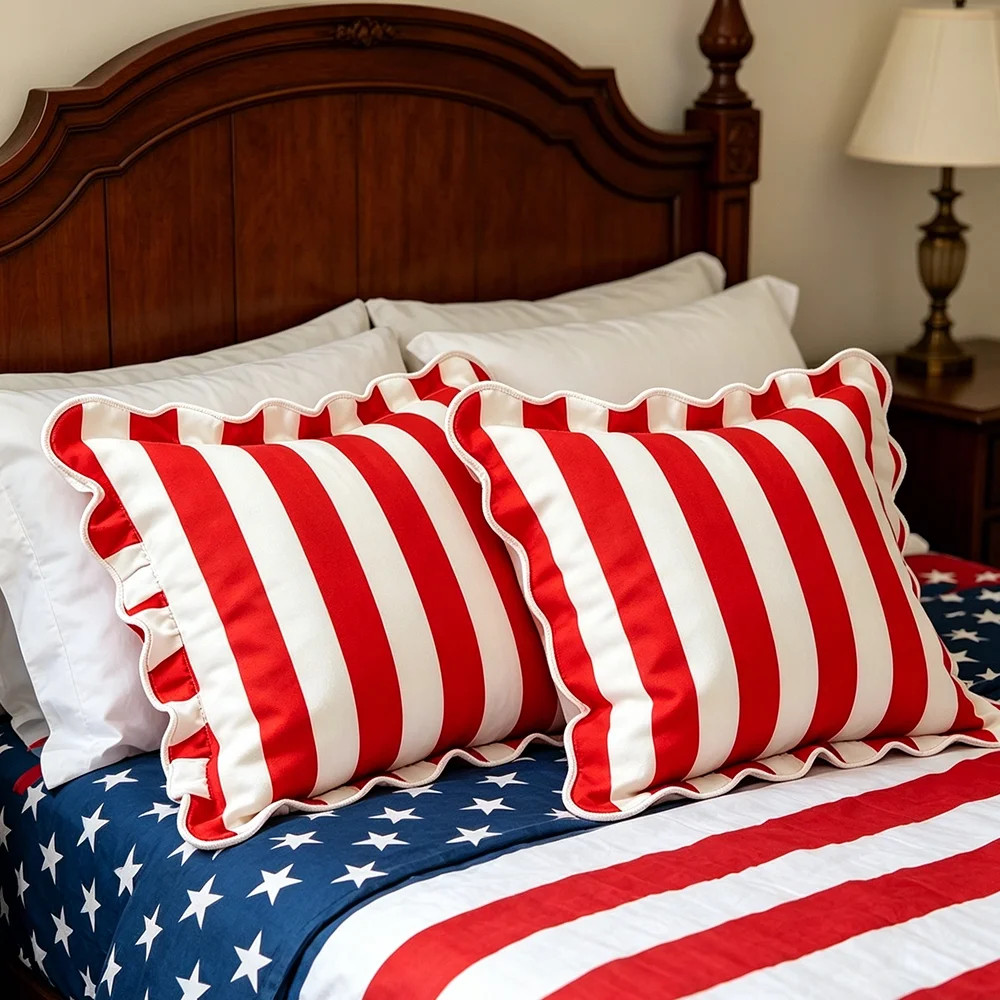 4th of July Decorations Red and White Striped Pillow, 18" Patriotic Pillows Memorial Independence... | Walmart (US)