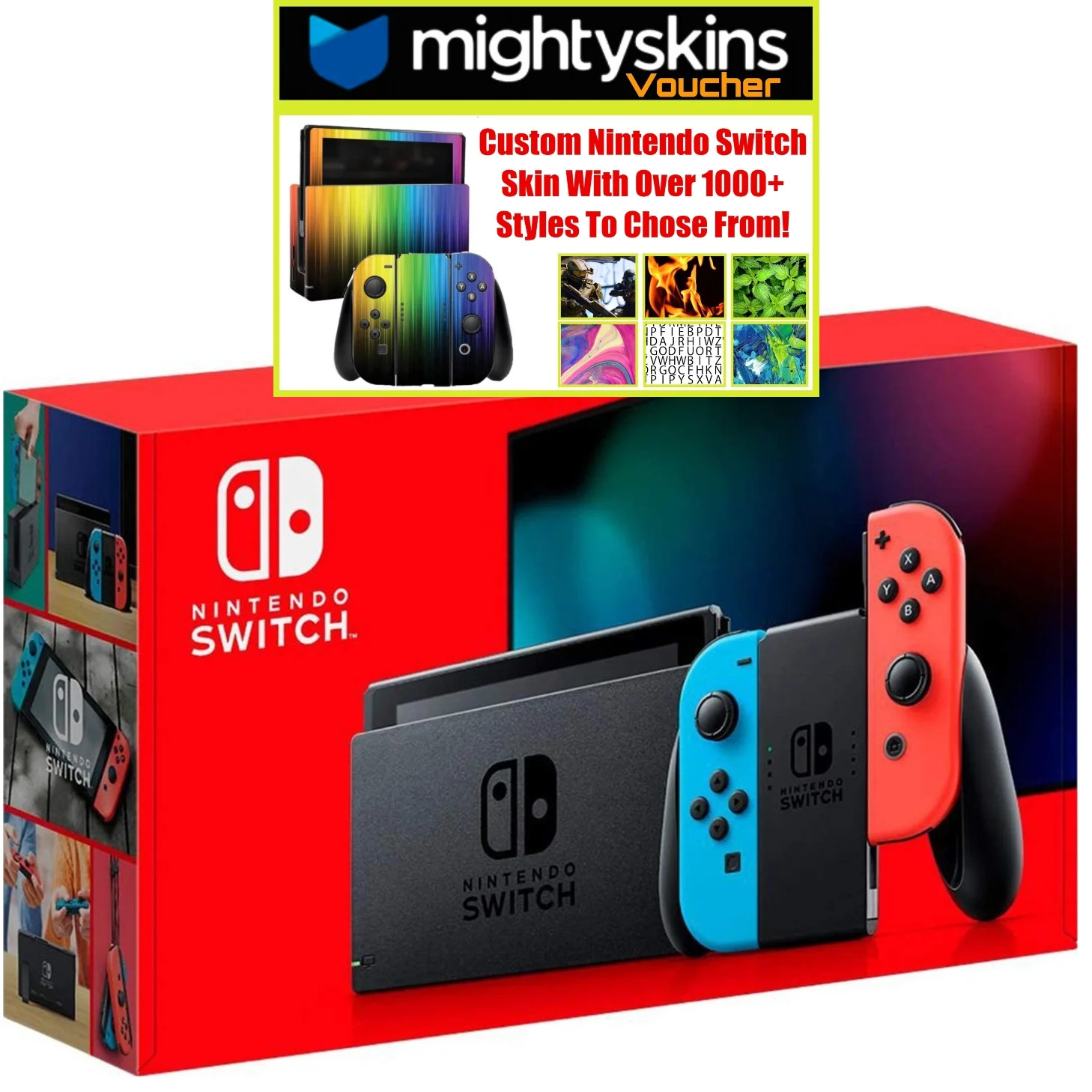 Nintendo Switch with Neon Blue and Neon Red Joy Con with MightySkins Voucher - Limited Bundle (JP... | Walmart (US)