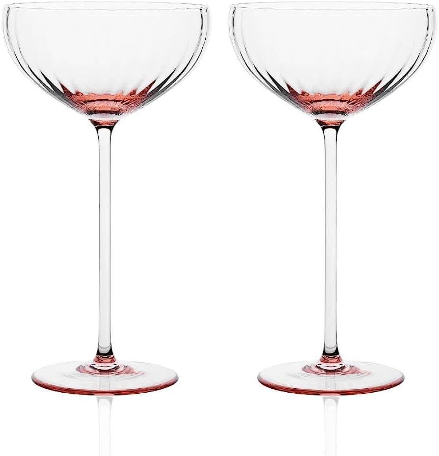 Sister.ly Drinkware Pink Coupe Glasses/Pink Coupe Champagne Glasses, Set of 2, 8 oz, Perfect for ... | Amazon (US)